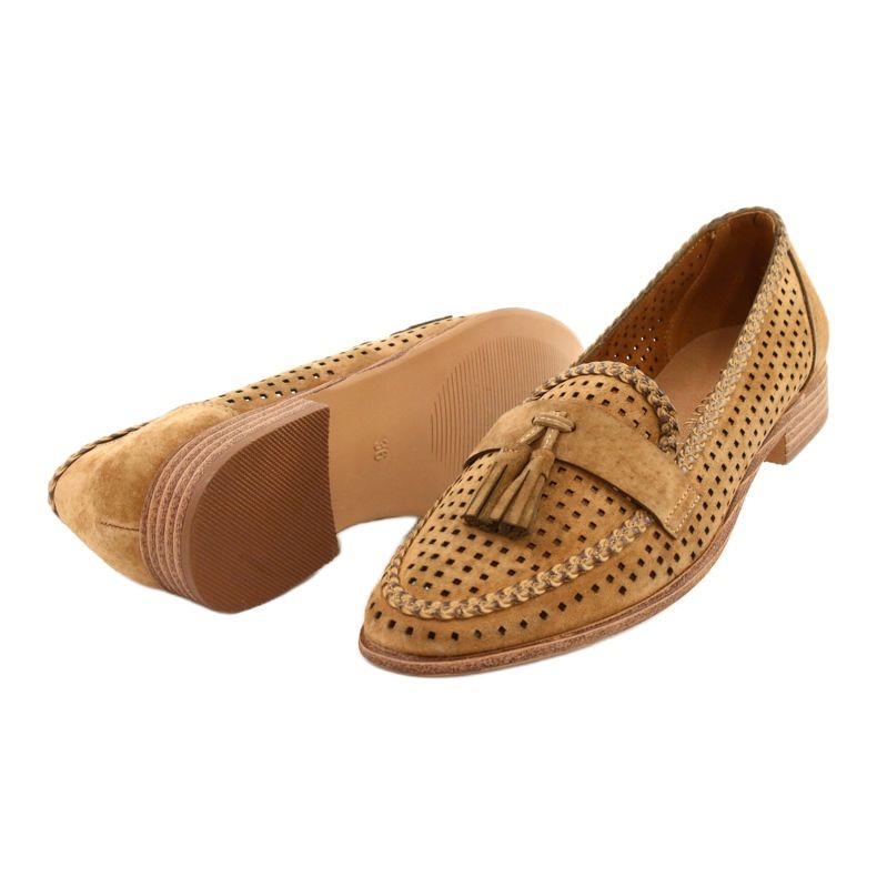 Openwork ruskind loafers Sergio Leone MK735 Camel brun 2