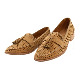 Openwork ruskind loafers Sergio Leone MK735 Camel brun 1