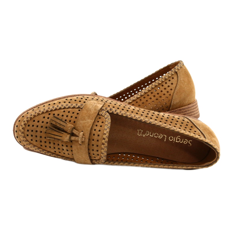 Openwork ruskind loafers Sergio Leone MK735 Camel brun 4