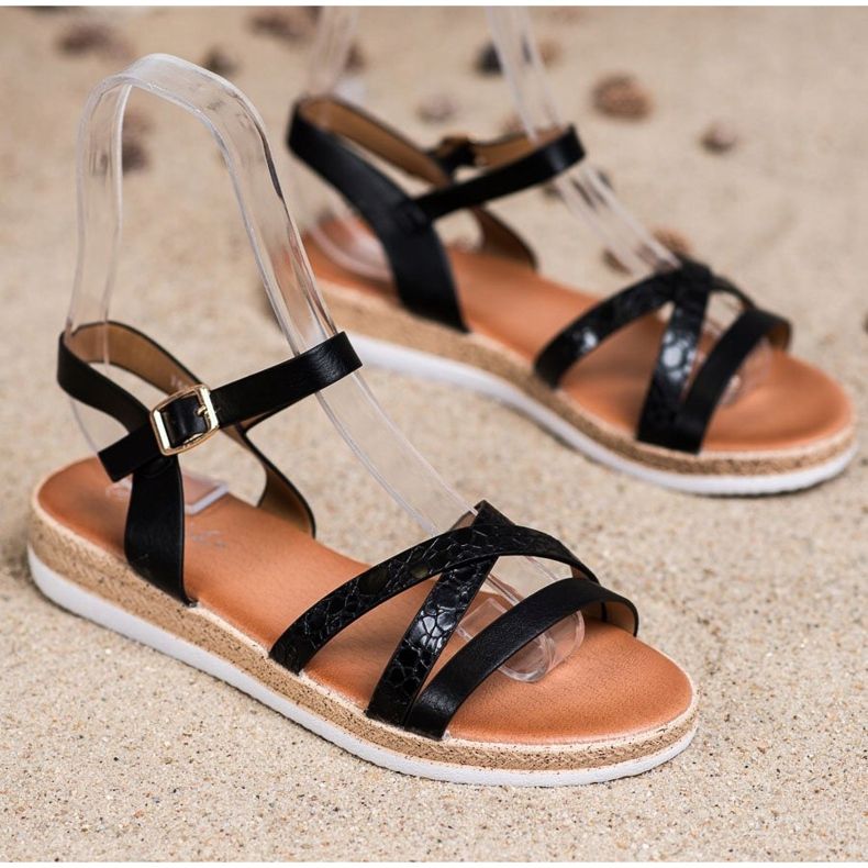 Weide Komfortable sorte sandaler 1