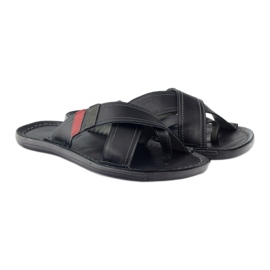 Herre læder flip-flops Badura 2893 sort rød 4