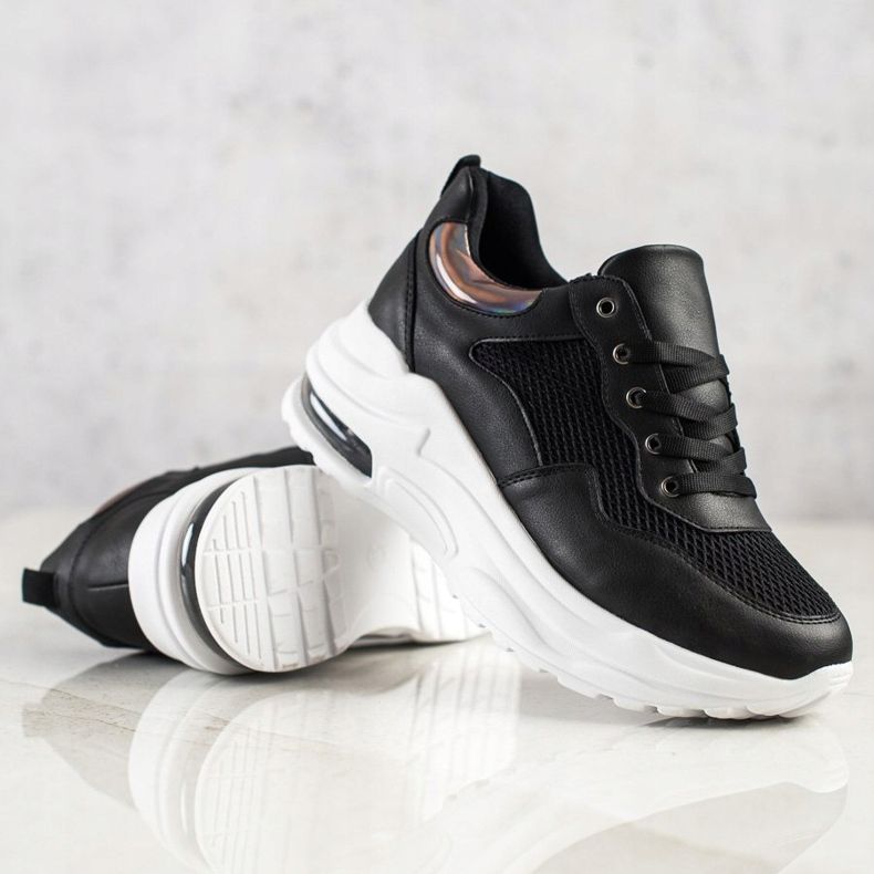Weide Komfortable sneakers på platformen sort 1