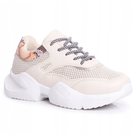 PS1 Sportssko til kvinder Snakeskin Beige Giselle brun gylden 5
