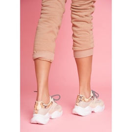 PS1 Sportssko til kvinder Snakeskin Beige Giselle brun gylden 3