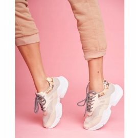 PS1 Sportssko til kvinder Snakeskin Beige Giselle brun gylden 1