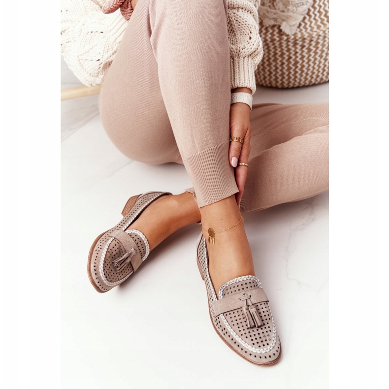 Openwork Loafers Sergio Leone MK735 Beige 2