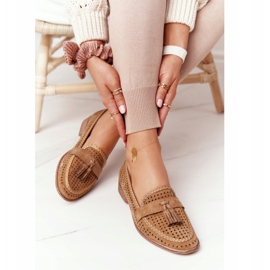 Openwork Loafers Sergio Leone MK735 Camel brun flerfarvet 2