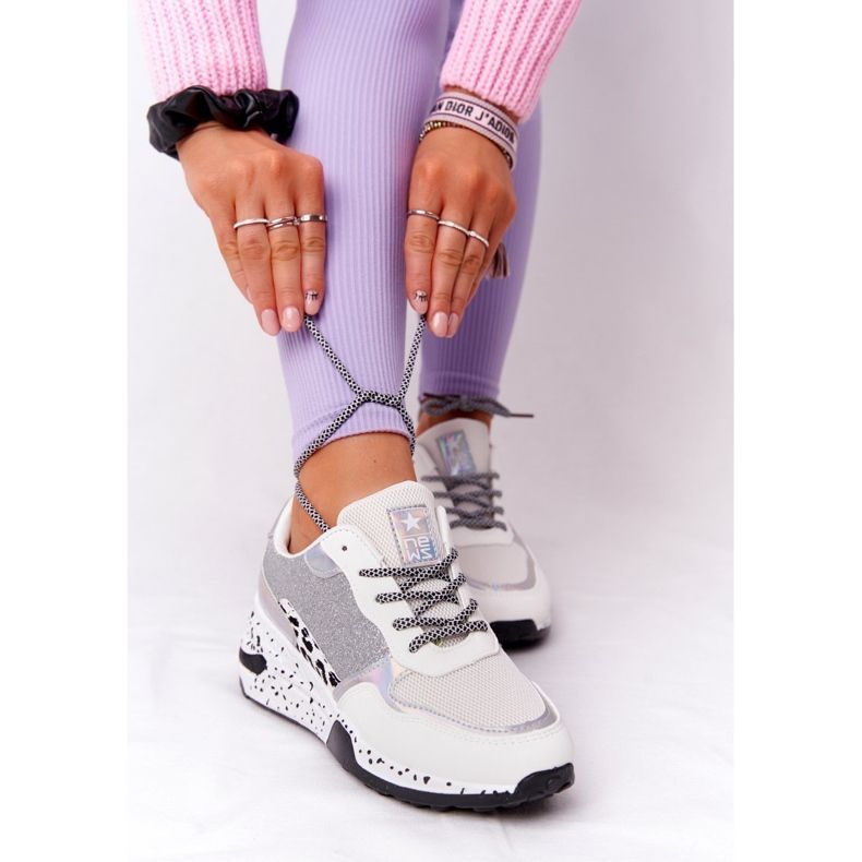 NEWS Kvinders Wedge Sneakers Hvid Med Brocade Avery 2
