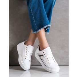 SHELOVET Hvide sneakers på platformen sort 2