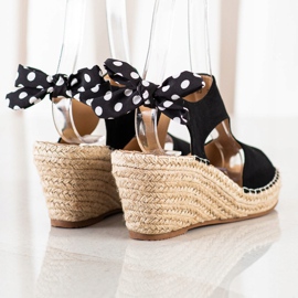 Evento Espadrilles sandaler med sløjfe sort 1