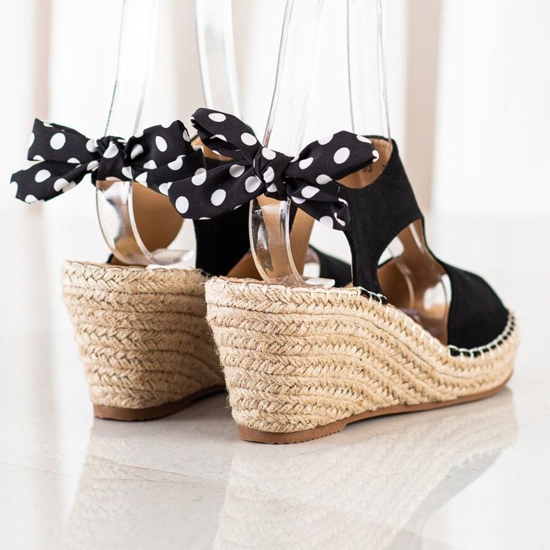Evento Espadrilles sandaler med sløjfe sort 1
