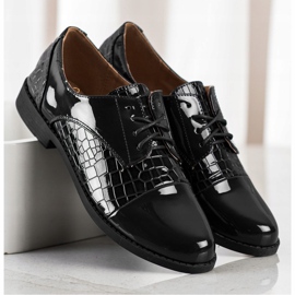 SHELOVET Skinnende Snake Print Sko sort 2