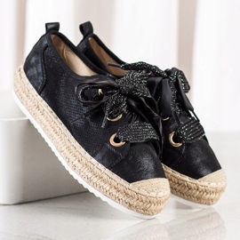 Mannika Espadriller med dekorativ binding sort 1
