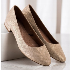 Sergio Leone BL625 Ballerinaer med flad hæl beige gylden 2