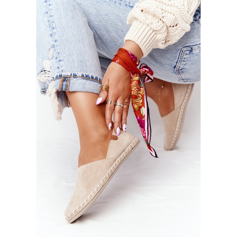 EVE Dame Velour Espadrilles Beige Vulcano 2