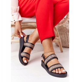 Læder Wedge Sandaler Laura Messi 2232 Sort beige 2