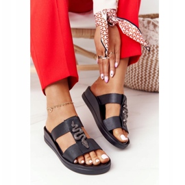 Læder Wedge Hjemmesko Laura Messi 2272 Sort 2