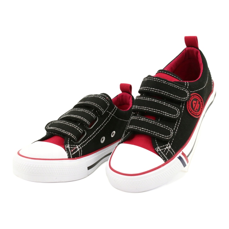 Amerikanske børnesneakers med velcro American Club LH61 sort-rød 1