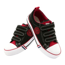 Amerikanske børnesneakers med velcro American Club LH61 sort-rød 3