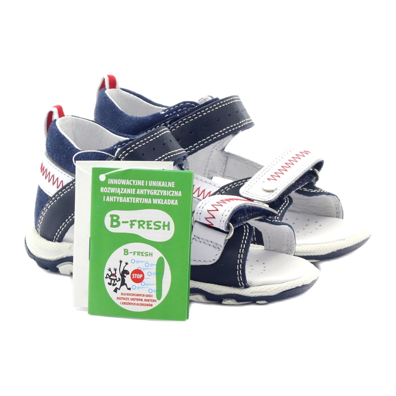 Lædersandaler til velcro 81824 Navy/Red Bartek blå 5