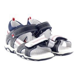 Lædersandaler til velcro 81824 Navy/Red Bartek blå 4