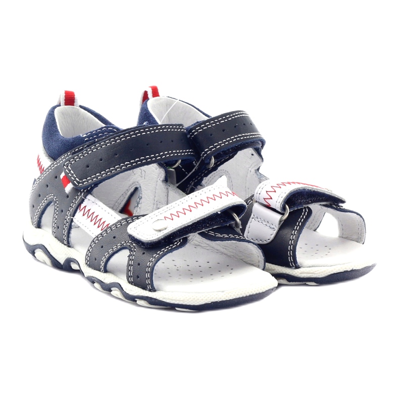 Lædersandaler til velcro 81824 Navy/Red Bartek blå 4