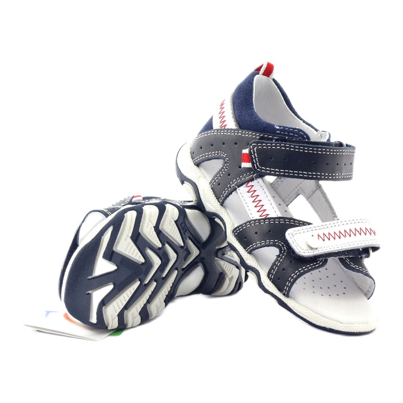 Lædersandaler til velcro 81824 Navy/Red Bartek blå 3