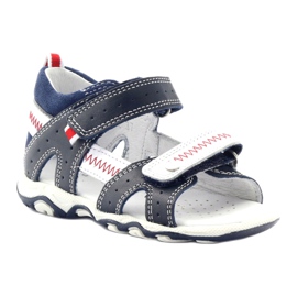 Lædersandaler til velcro 81824 Navy/Red Bartek blå 1