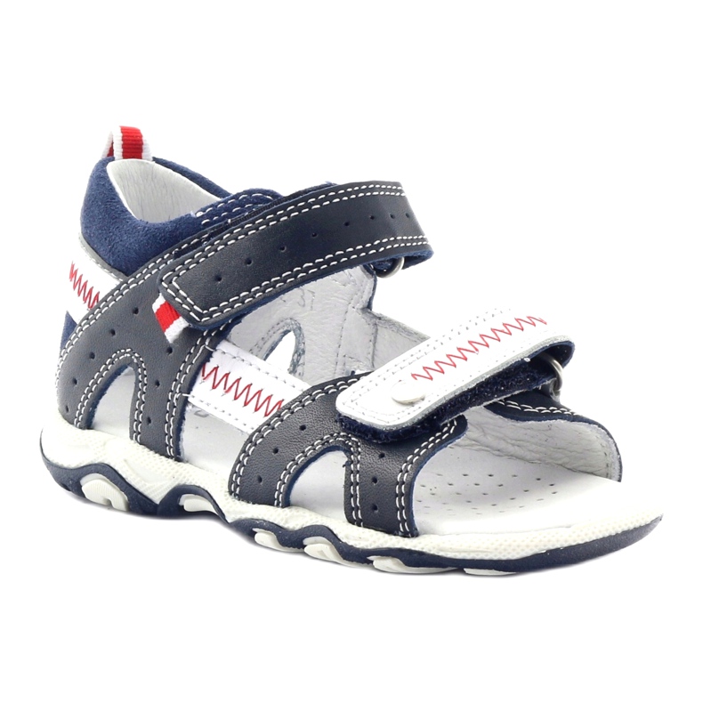 Lædersandaler til velcro 81824 Navy/Red Bartek blå 1