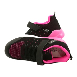 American Club Sportssko til piger med velcro RL11 sort / pink 4