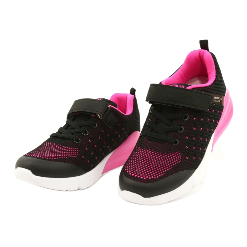American Club Sportssko til piger med velcro RL11 sort / pink 1