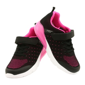 American Club Sportssko til piger med velcro RL11 sort / pink 3