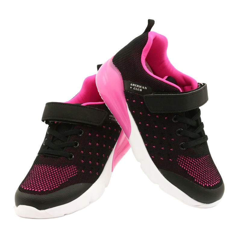 American Club Sportssko til piger med velcro RL11 sort / pink 3