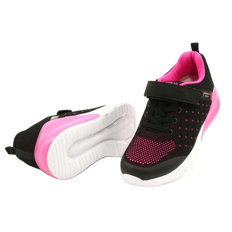 American Club Sportssko til piger med velcro RL11 sort / pink 2