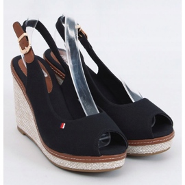 Sorte sandaler på kiler BL-71 Sort 1