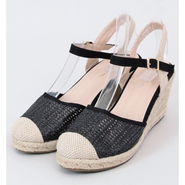 Sort Espadrilles på en kilehæl DZ8006 Sort beige 1