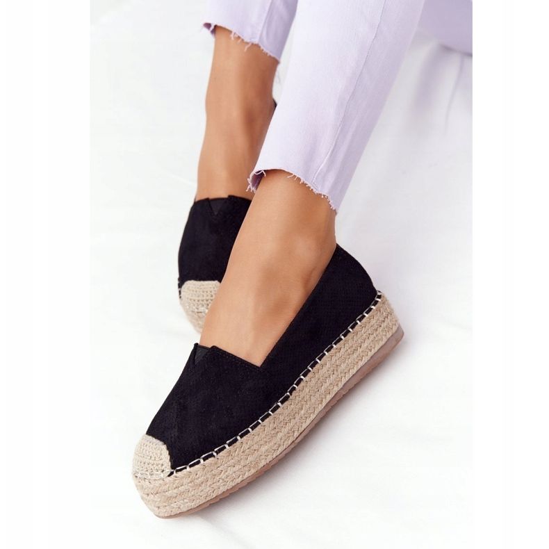 Espadrilles på halmplatformen Black Highway sort 2