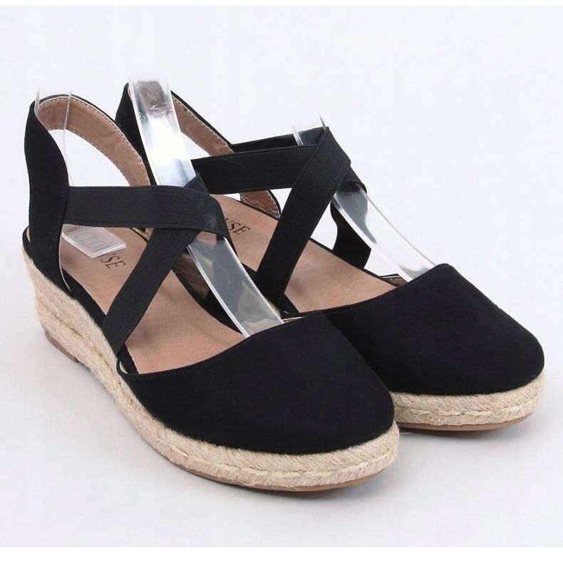 Sort Espadrilles på en lav kilehæl 9R65 Sort 2