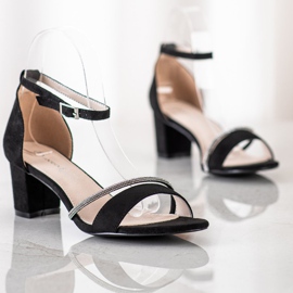 Goodin Elegante sandaler med cubic zirconia sort sølv 2
