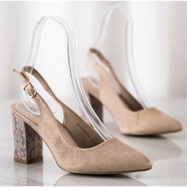 Goodin Ruskindpumps med overdækket hæl beige 2