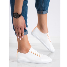 SHELOVET Lette sneakers med Eco Leather hvid orange 3