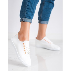 SHELOVET Lette sneakers med Eco Leather hvid orange 1