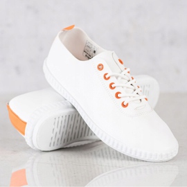 SHELOVET Lette sneakers med Eco Leather hvid orange 2