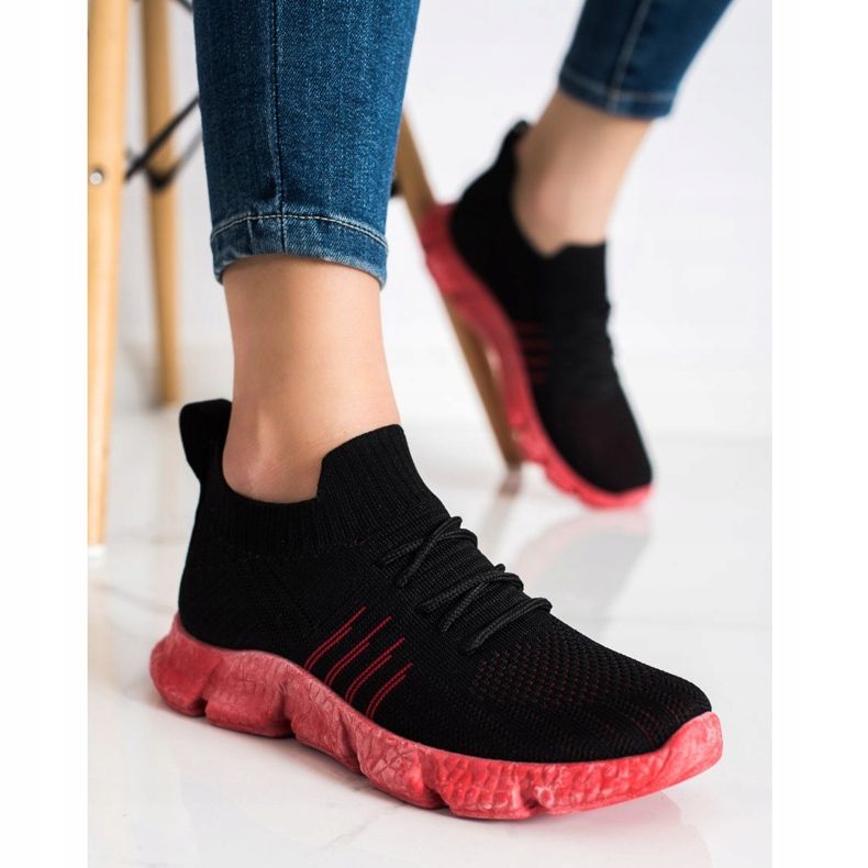 SHELOVET Openwork sneakers på platformen sort 2