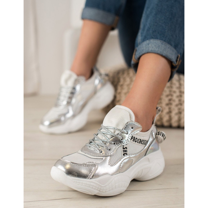 Goodin Sølv læder sneakers grå 2