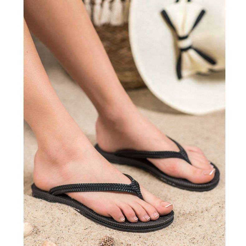 Flettede VINCEZA flip-flops sort 1