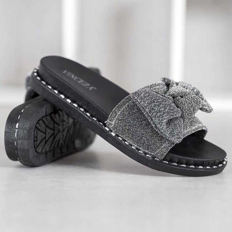 VINCEZA Glitter hjemmesko sort grå 1