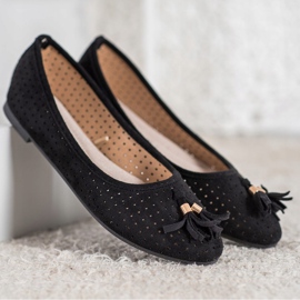 Åbent ruskind Ballerinas VINCEZA sort 1