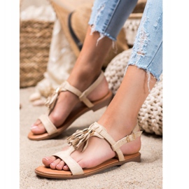 Renda Sandaler med frynser beige 1