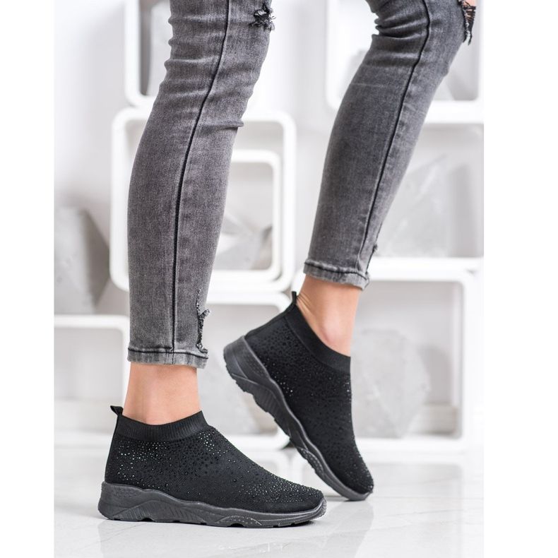 Goodin Sorte slipons med krystaller 1